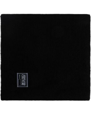 Versace Jeans Couture Couture Logo Patch Ribbed-Knit Scarf - Black
