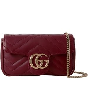 Gucci Gg Marmont Matelassé Super Mini Shoulder Bag - Red