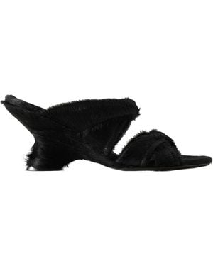 Dries Van Noten 75Mm Pony-Hair Sculpted-Heel Sandals - Black