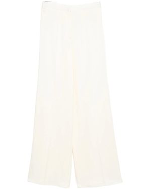 forte_forte Shiny Anvers Satin High Waist Embroidered Trousers - White