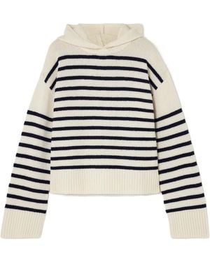 Lisa Yang Karolin Striped Cashmere Hoodie - White