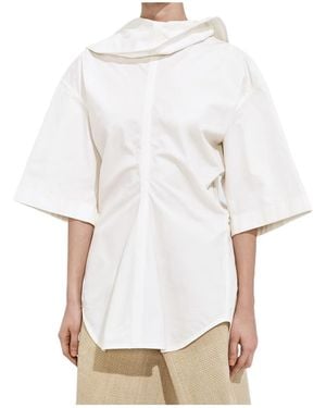 Bottega Veneta Compact Cotton Toile Top - White