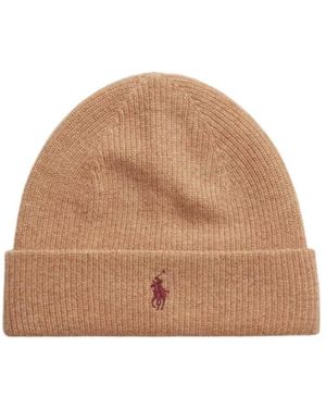 Polo Ralph Lauren Polo Pony Embroidered Knitted Beanie - Brown