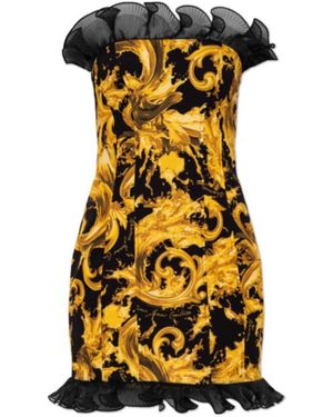 Versace Jeans Couture Couture Baroque Ruffled Mini Dress - Yellow