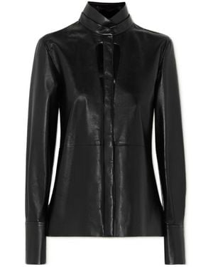 Givenchy Digging And Cutting Design Leather Blouse - Black