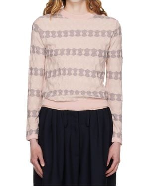 OPEN YY Jacquard Pullover Sweater - Pink