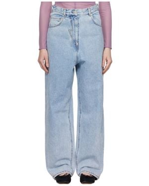 Pushbutton Cutout Jeans - Blue
