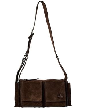 Miu Miu Suede Crossbody Bag - White
