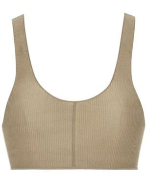 Saint Laurent Ribbed Sleeveless Bralette - Natural