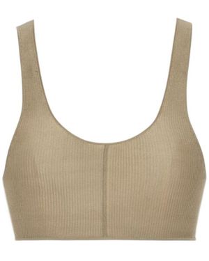 Saint Laurent Ribbed Sleeveless Bralette - Natural