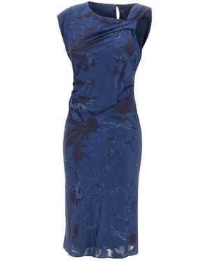 Kaos Icona Floral Jacquard Midi Dress - Blue