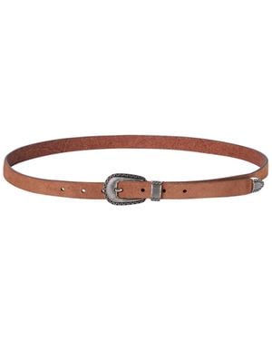 Brunello Cucinelli Reversed Tip Calf Leather Belt - White