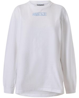Ganni Minimalist Versatile Crew Neck Sweatshirt - White