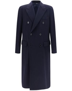 Dolce & Gabbana Double-Breasted Long Coat - Blue