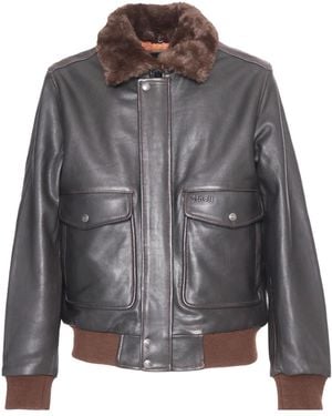 Schott Nyc Leather Jacket - Gray