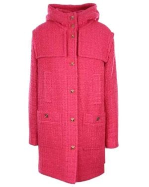 Valentino Rivet Hooded Coat - Pink