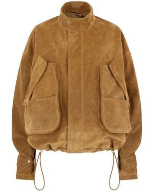 The Attico The Stand-Up Collar Jacket - Brown