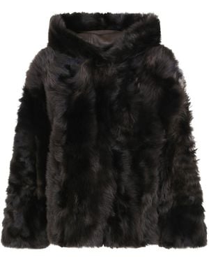 Yves Salomon Long-Sleeve Hooded Jacket - Black