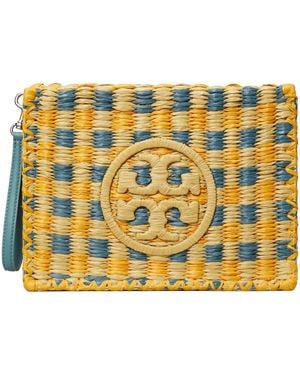 Tory Burch Ella Woven-Check Clutch Bag - Metallic
