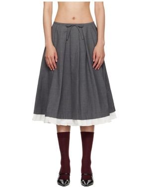 ShuShu/Tong Ruffled Pleated Midi Skirt - Grey