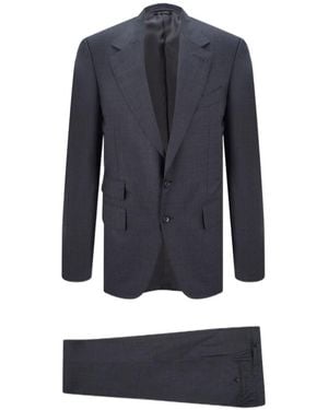 Tom Ford Long-Sleeved Suit Jacket And Pants Set - Blue