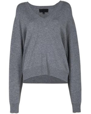 Nili Lotan V-Neck Raglan-Sleeves Sweater - Gray