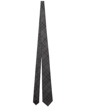 Burberry Checked Pointed Tip Tie - White