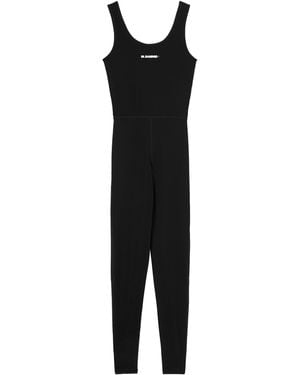 Jil Sander Logo Printed Jersey Jumpsuit - Black