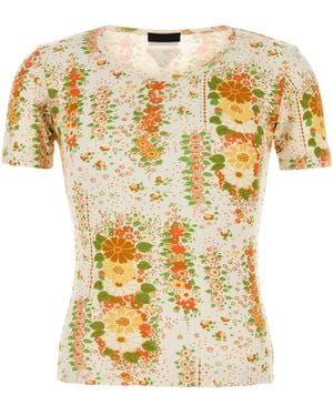 Prada Graphic Printed Crewneck T-Shirt - Metallic