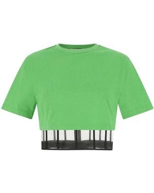McQueen Layered Cropped T-Shirt - Green