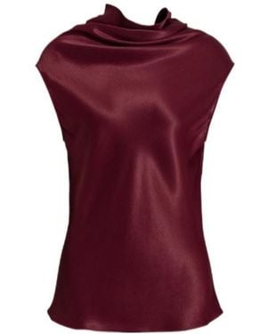 Alberta Ferretti Sleeveless Satin Top With Fluid Neckline - Red