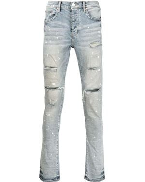 Purple Brand P001 Paint Splatter Slim-Fit Jeans - Blue