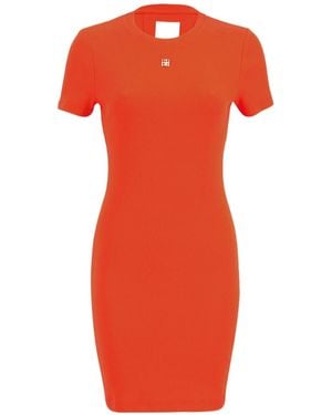 Givenchy 4G Plaque Short-Sleeved Dress - Orange