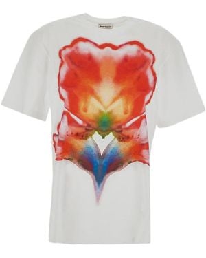 McQueen Abstract-Print Cotton T-Shirt - White