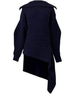 Givenchy Asymmetrical Lapel Knit Top - Blue