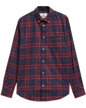 Barbour Tartan Check Button-Down Long Sleeve Shirt - Purple
