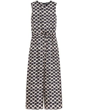 Max Mara Silk Printed Ronchi Jumpsuit - White