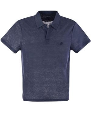 Vilebrequin Linen Short-Sleeve Polo Shirt - Blue