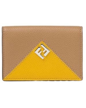 Fendi And Leather Card Holder - Yellow