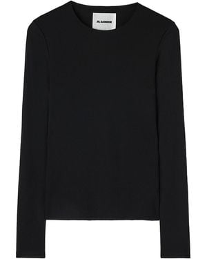 Jil Sander Long-Sleeved Crewneck Top - Black