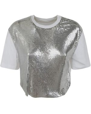 Rabanne Metallic Mesh Crewneck T-Shirt - Grey
