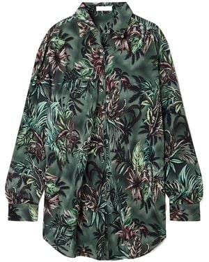 Rabanne Floral-Printed Silk Shirt - Green