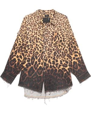 R13 Oversized Frayed Patterned Shirt - Multicolor
