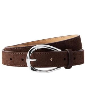 Polo Ralph Lauren Stirrup-Buckle Calfskin Suede Belt - Brown