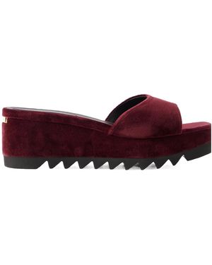 Stella McCartney Sneakelyse Velvet Wedge Sandals - Red