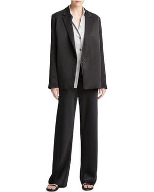 Vince Single-Breasted Satin Blazer - Black