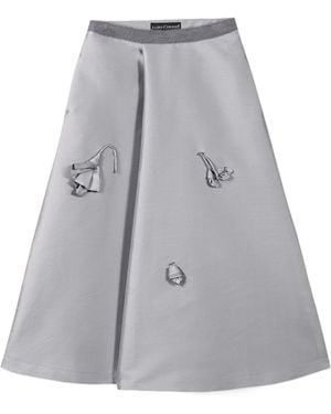 Luisa Cerano Floral Pattern Skirt - Gray