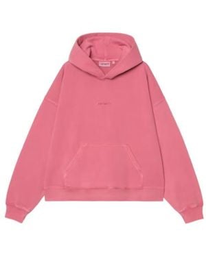 Carhartt Benton Logo-Embroidered Pouch-Pocket Hoodie - Pink