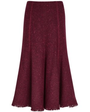 Gabriela Hearst Amy Speckled Wool And Cashmere-Blend Midi Skirt - Purple