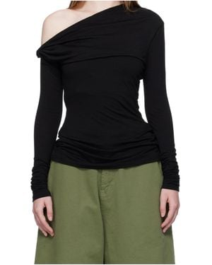 Paris Georgia Basics Elemental Manahou Asymmetric Off-Shoulder Top - Black